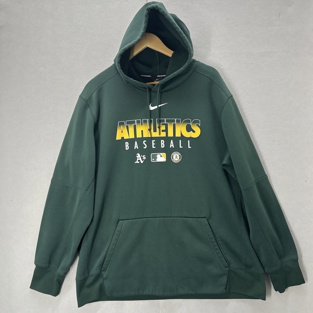 Nike Oakland Athletics Men's Green Pullover Dri-Fit MLB Hoodie Size 2XL Baseball